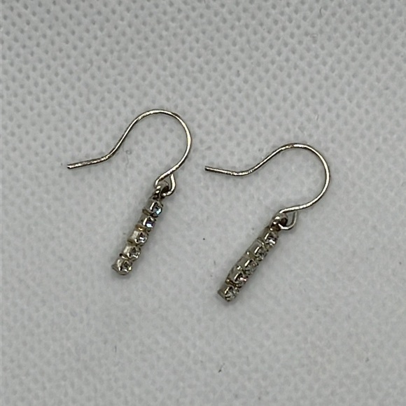 Dainty Rhinestone Bar Earrings Hooks Formal Prom Wedding Party Night Life - Picture 3 of 5